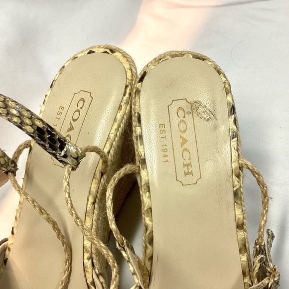 Coach Mirabelle Snakeskin Espadrille Wedge Sandals - Picture 4 of 9